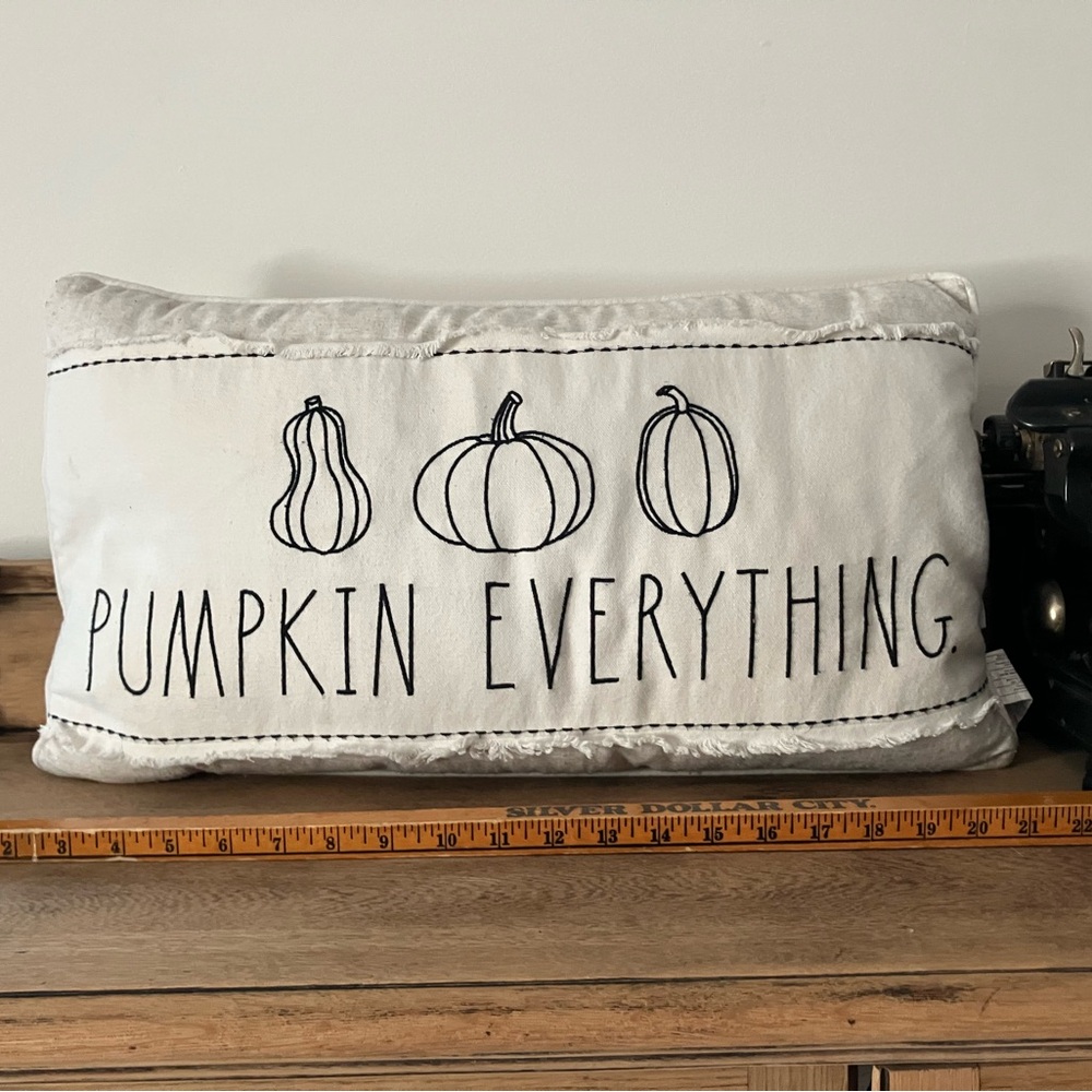 Rae Dunn Pumpkin Everything Pillow 13” x 22”